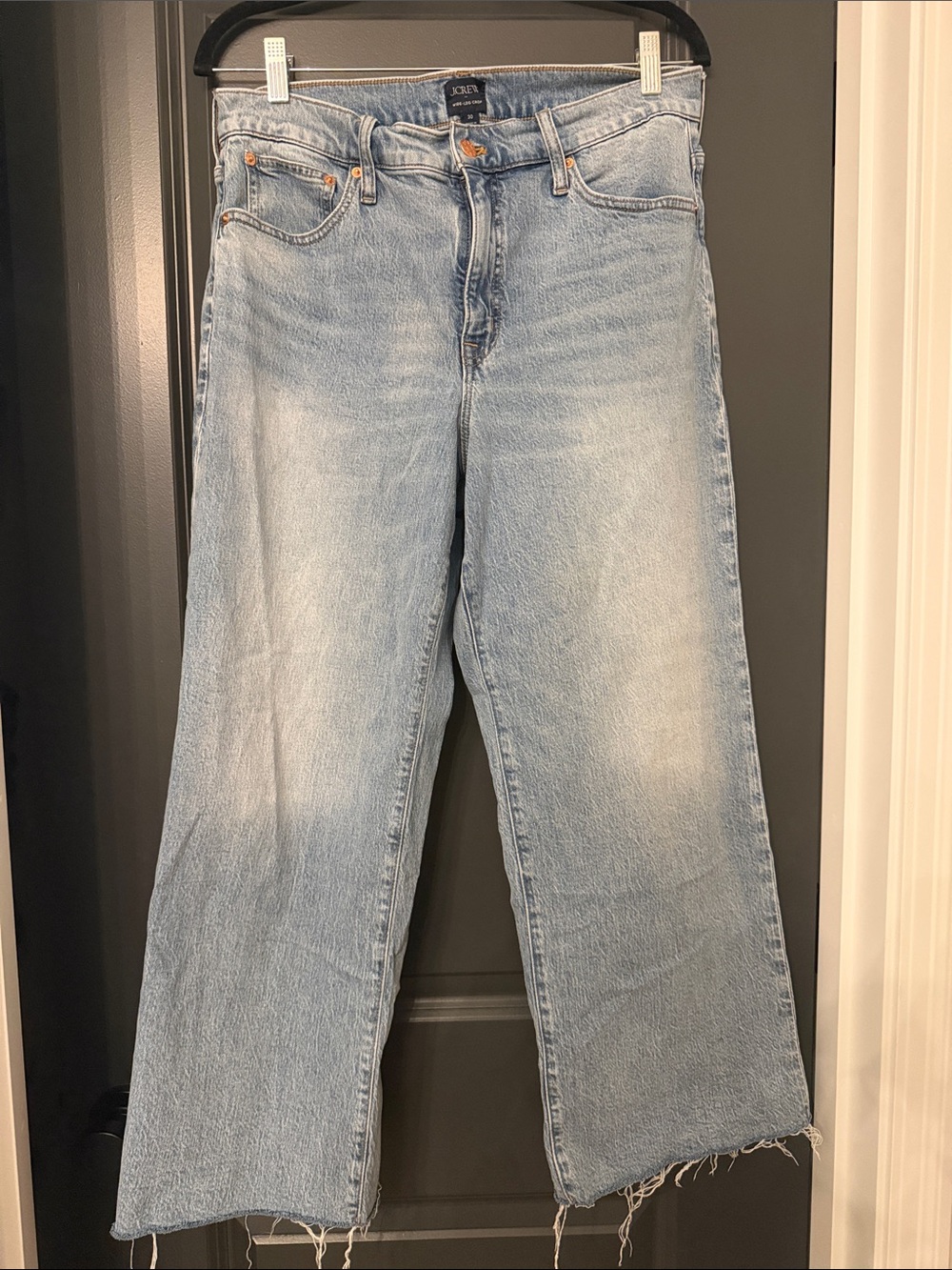 J. Crew Light Blue Wide-Leg Jeans with Raw Hem